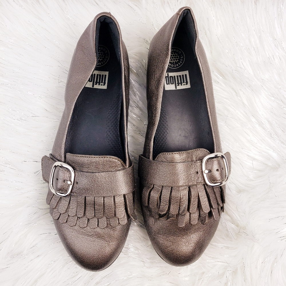 Fitflop Metallic Loafers with Buckle Detail